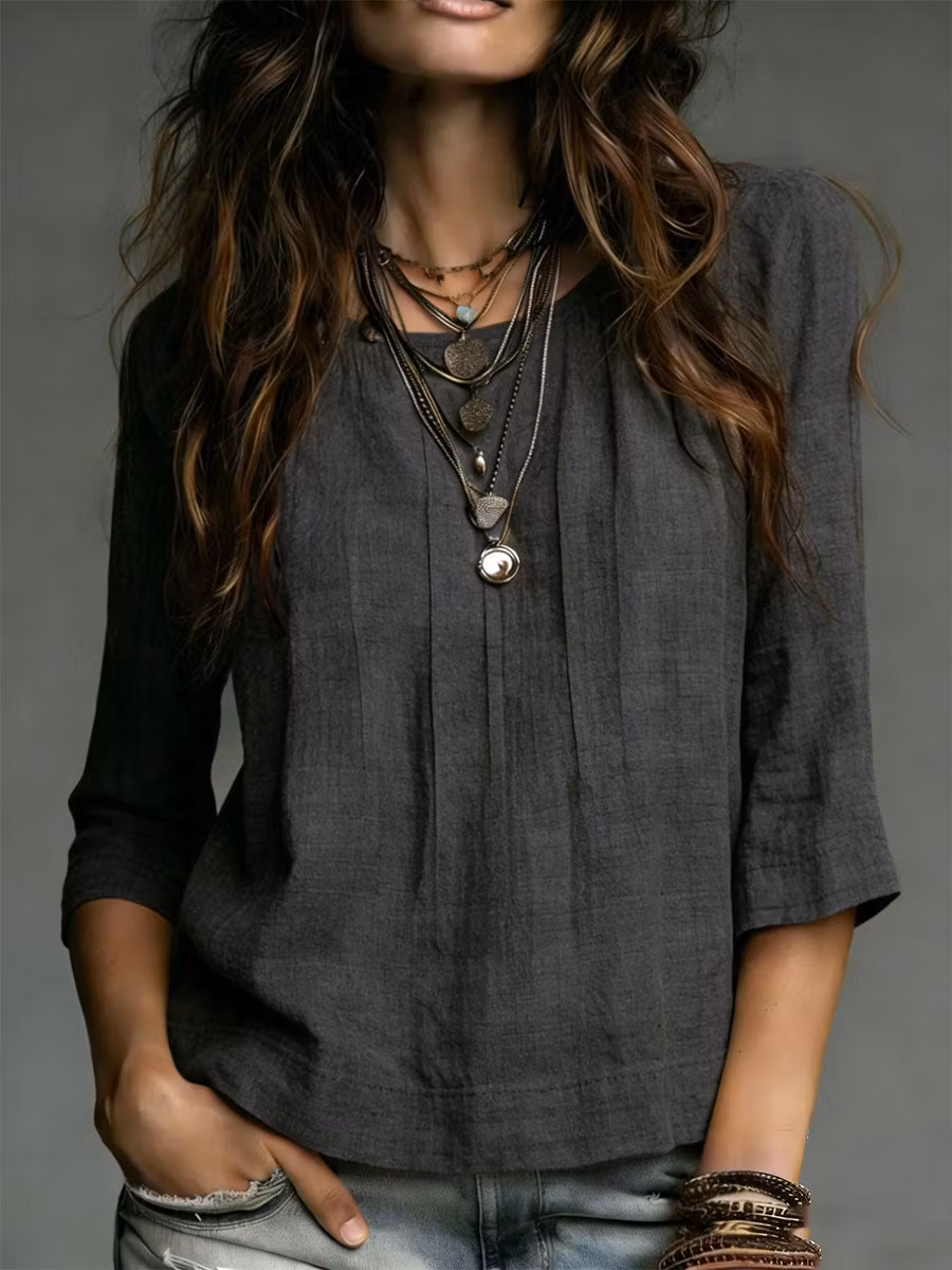 Cozy Minimalist Half-sleeve 100% Cotton T-shirt - iotean