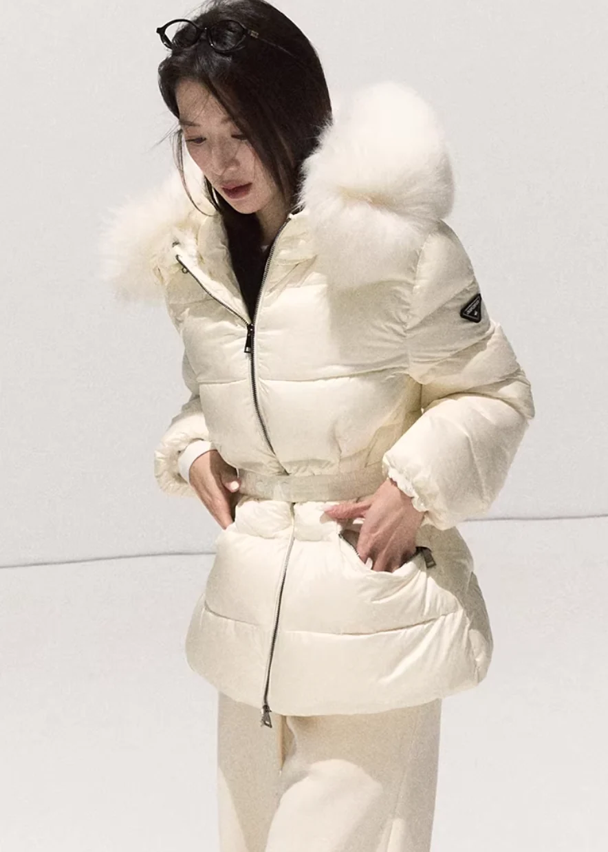 White Veil Hooded Down Coat - iotean