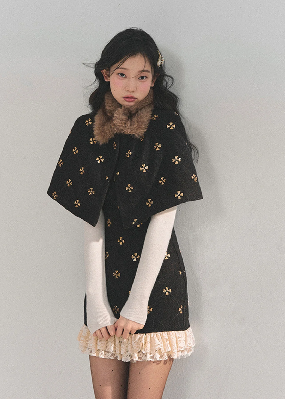 Snowy Night Waltz Lace Dress Set - iotean