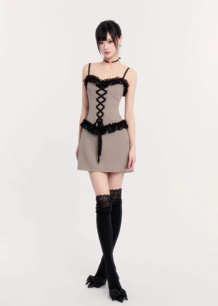 Sunset Cut Lace Blazer Set - iotean