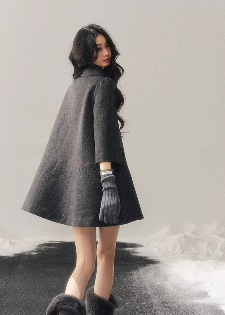 Luxembourg Gold Button Wool Coat - iotean