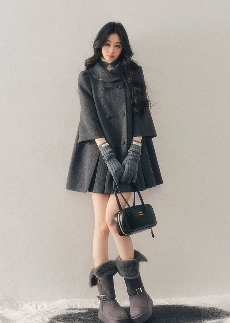 Luxembourg Gold Button Wool Coat - iotean