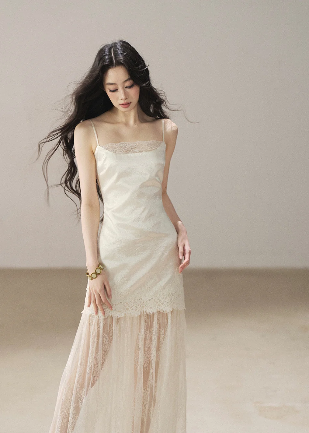 Wilderness Lace Slip Dress & Sheer Cover-Up Set - iotean