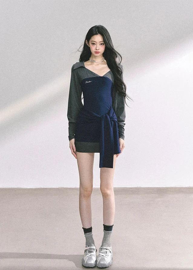 Élise Check Drapé Dress - iotean