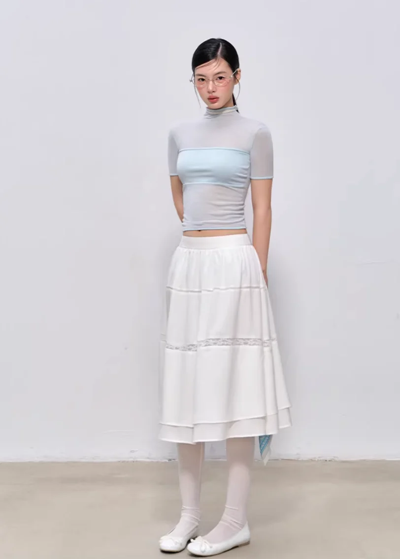 Soft Veil High-Neck Tee - iotean