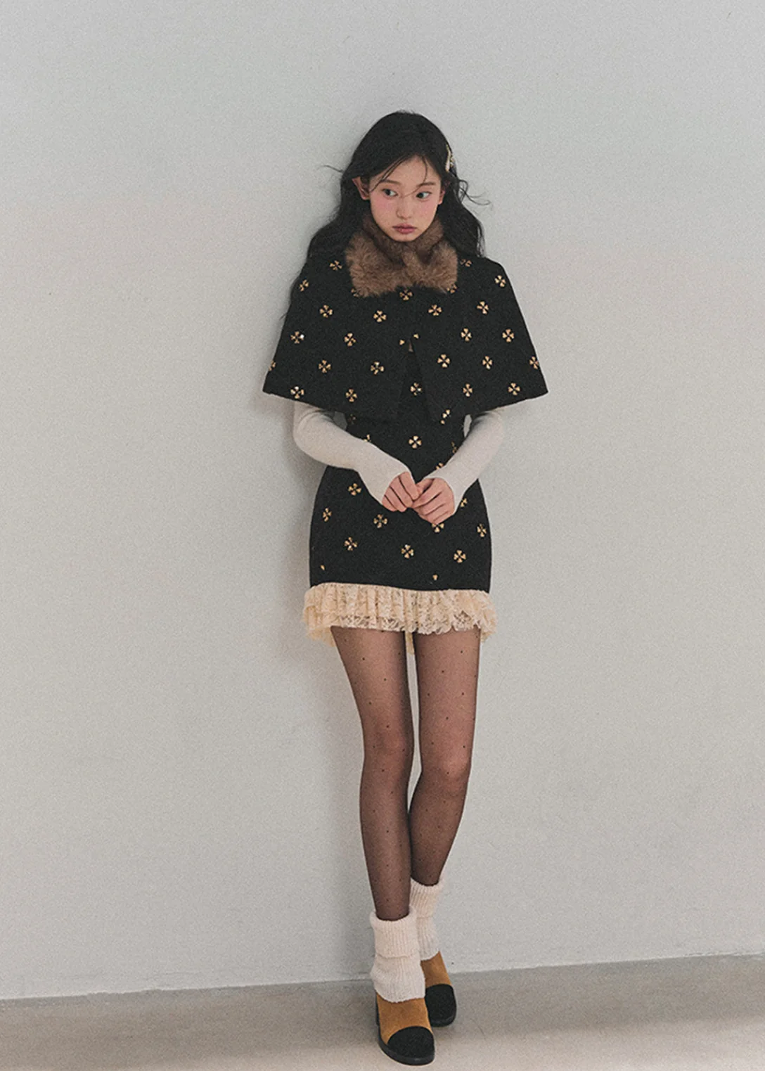 Snowy Night Waltz Lace Dress Set - iotean