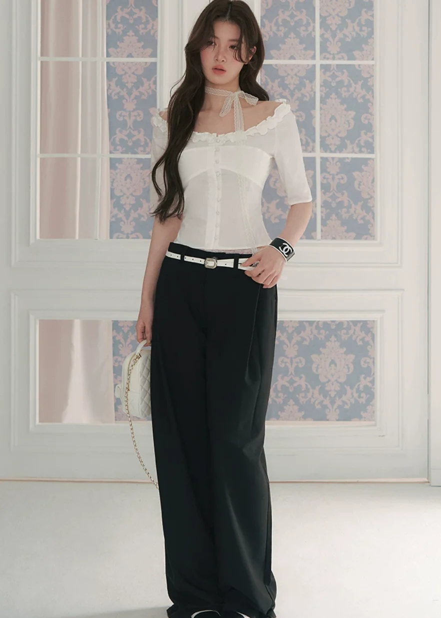 Courtly Prayer Ruffled Off-Shoulder Blouse - iotean