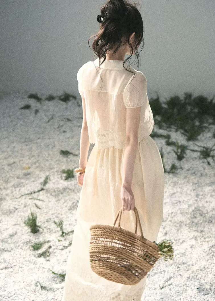 Apricot Blossom Lace Two-Piece Set - iotean