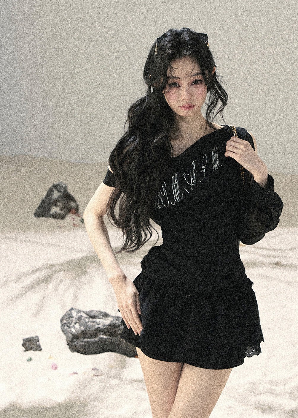 Fine Starlight Off-Shoulder Mesh Top - iotean