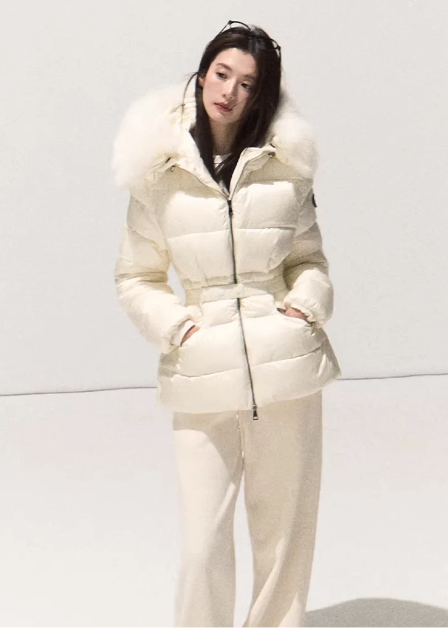 White Veil Hooded Down Coat - iotean