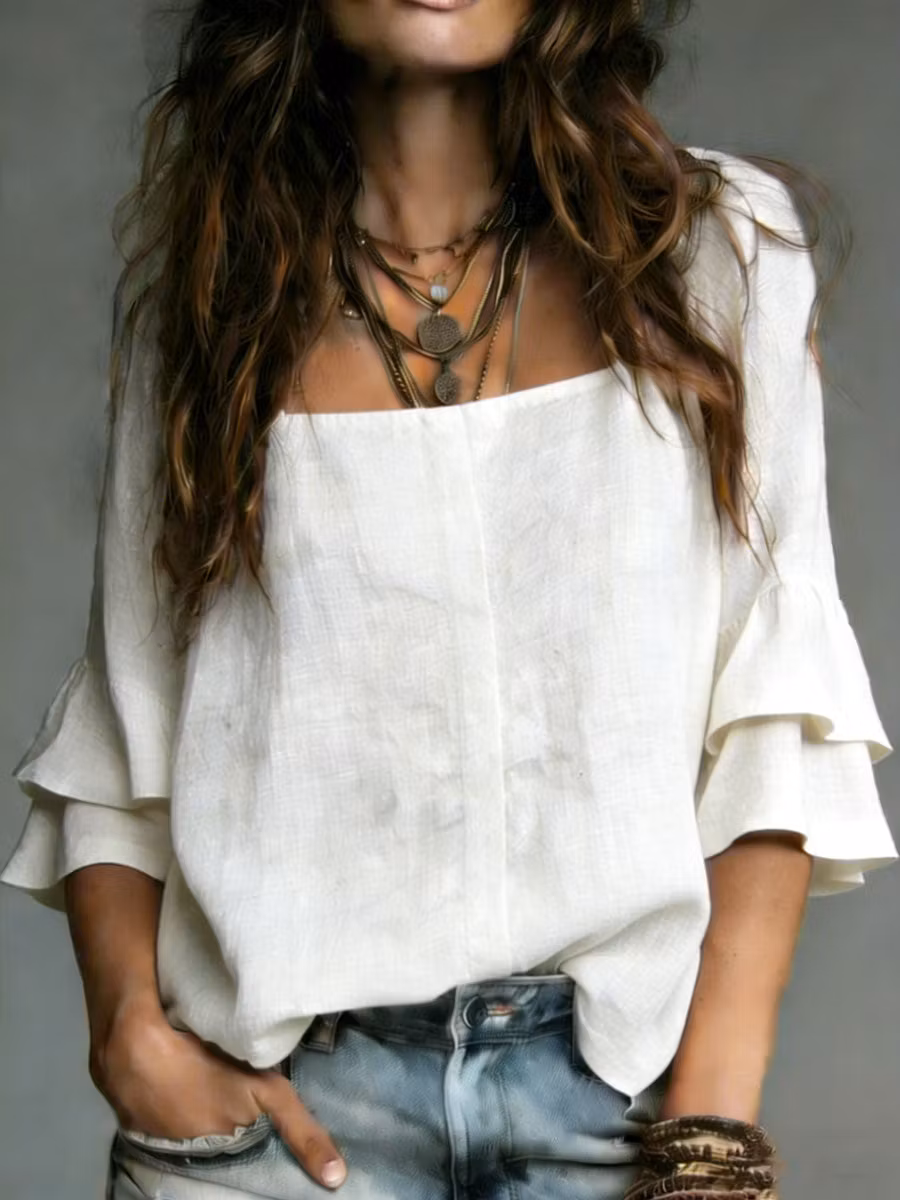Women's Comfortable Simple Half-sleeve Cotton Shirt - iotean