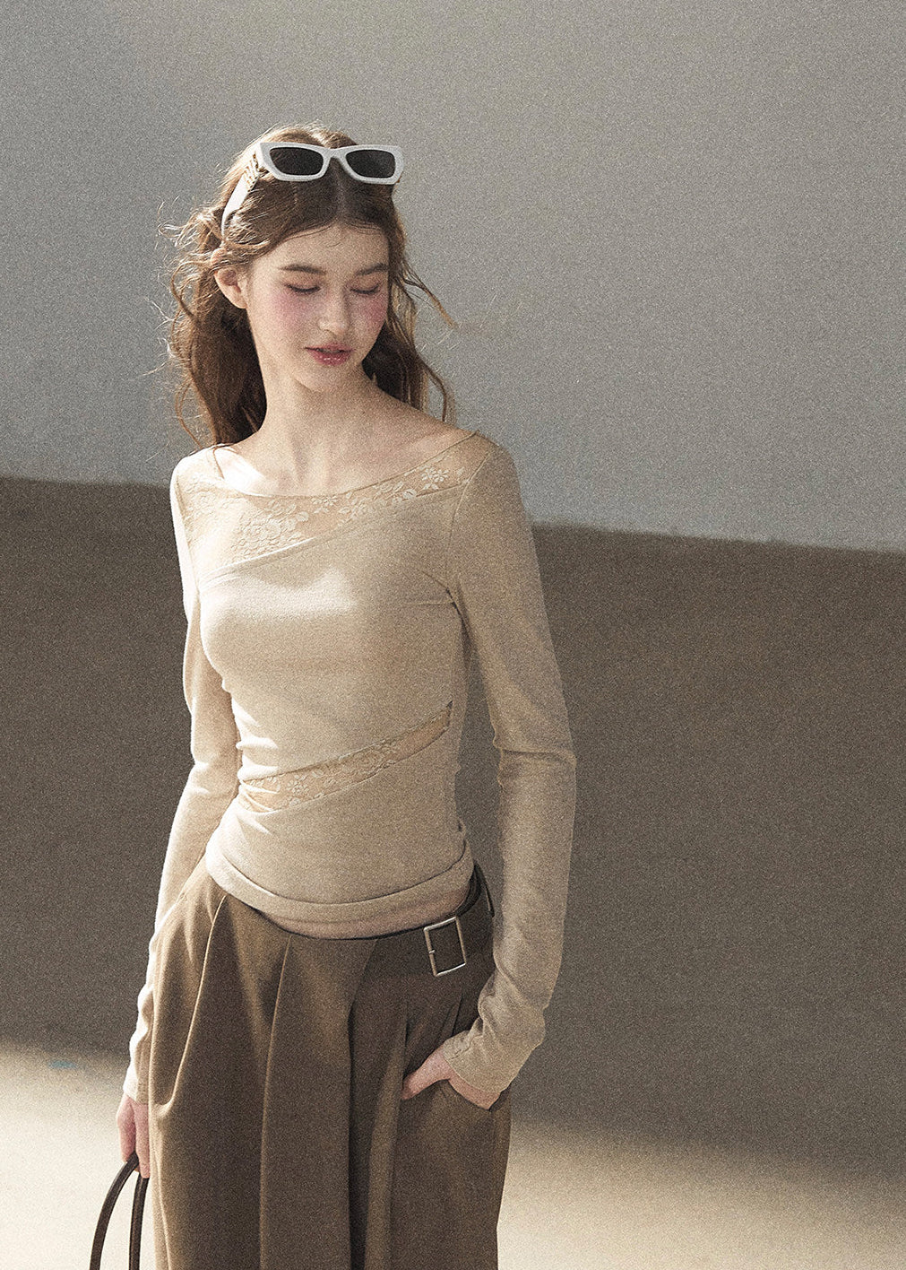 Misty Skin Sheer Lace Long Sleeve Top - iotean
