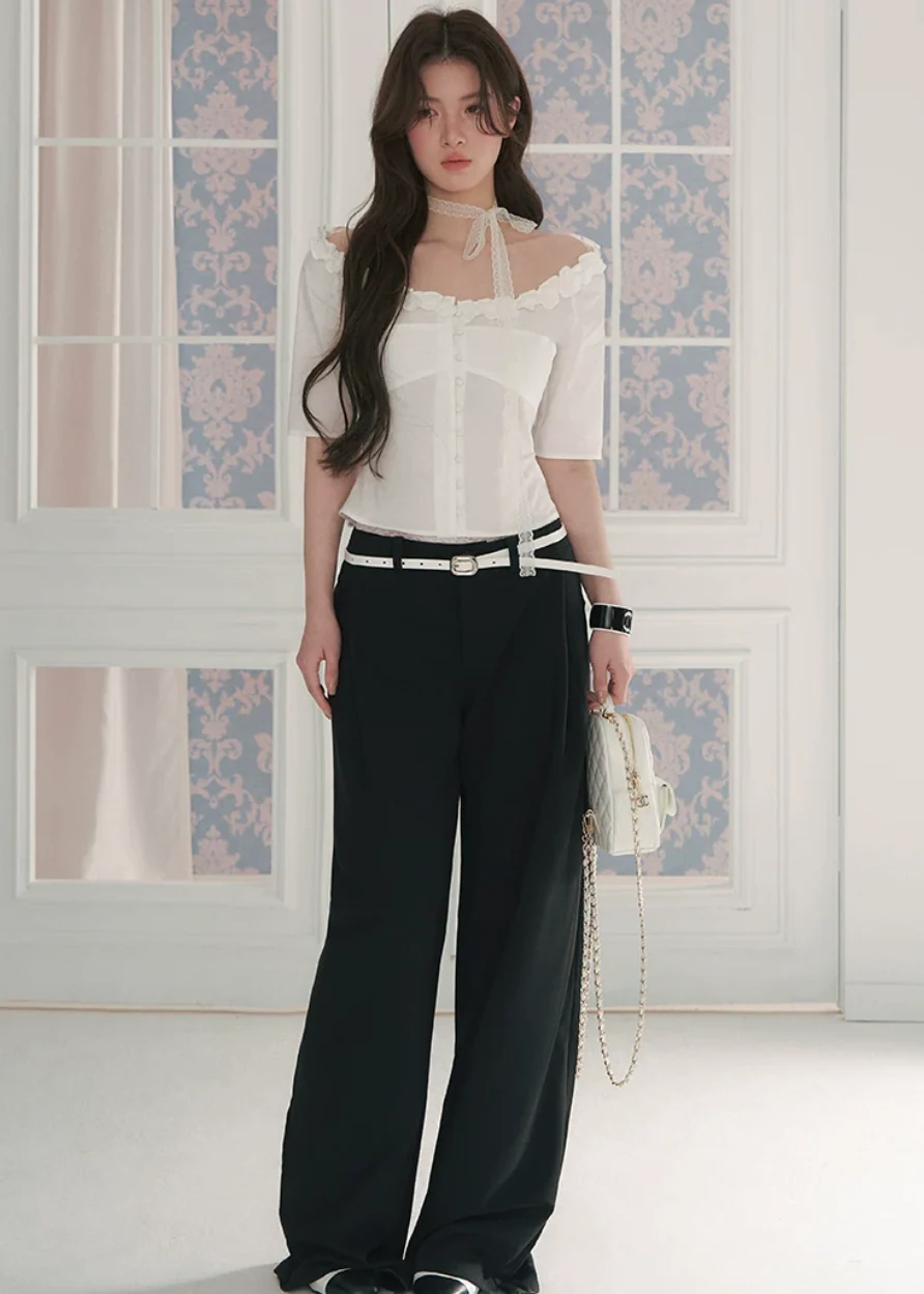 Courtly Prayer Ruffled Off-Shoulder Blouse - iotean